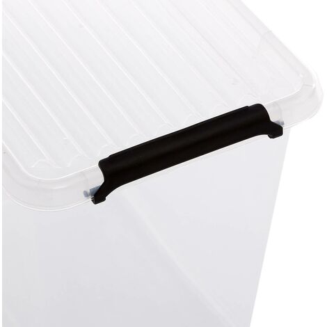 5five Aufbewahrungsbox 55 Liter – Transparent, Mit Rollen & Deckelclip, Aus Polypropylen