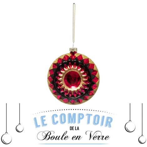 Sujeto navideño de vidrio 9 cm negro rosa - Feeric Lights & Christmas