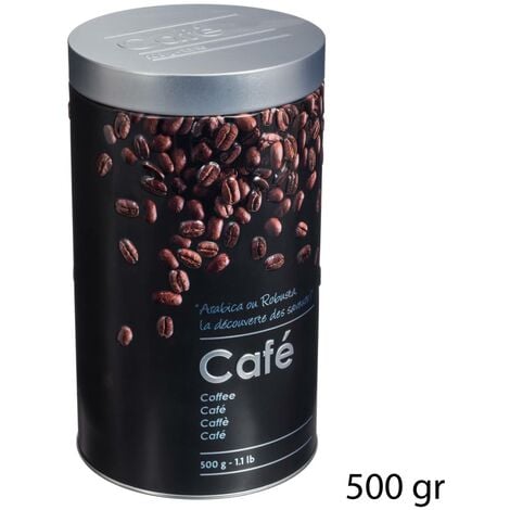 Lata metálica de café 500 g black edition negra - 5five