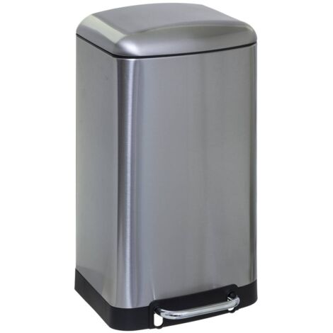 Papelera / cubo de basura / contenedor de residuos con pedal de metal 30 L Ariane Inox
