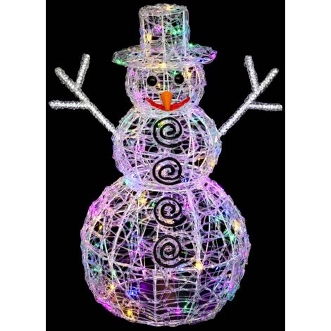 Acrílico forma muñeco de nieve 3D luz 80 LED H.60cm al aire libre multicolor - Feeric lights & christmas