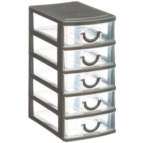 Caja pequeña de gabinete de oficina de almacenamiento de plástico de torre  de 5 cajones