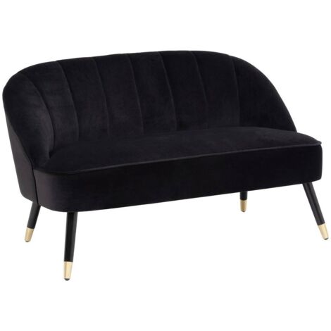 Banco Naova 2 plazas - terciopelo - negro - Atmosphera créateur d'intérieur