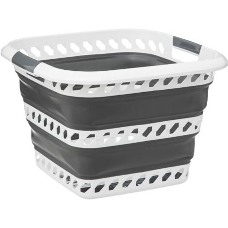 Cesto de la ropa plegable 40l gris y blanco - 5five