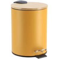 Papelera metálica con freno de caída 2,5l - bambú mostaza - Tendance