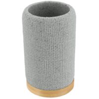 Vaso redondo de poliresina con malla y efecto bambú - gris - Tendance