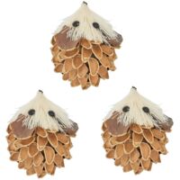 Decoración de madera árbol erizo x3 marrón 7cm - Atmosphera créateur d'intérieur