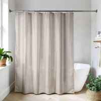 Cortina de ducha de lino poliéster 180x200cm - topo - Tendance
