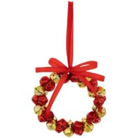 Asunto corona campanas de metal D.11cm rojo y oro - Feeric lights & christmas