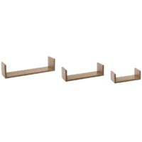 Conjunto de 3 estantes de pared de roble natural