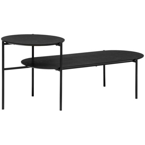 Atmosphera Couchtisch Enola – Ø 55 Cm, Schwarz, Eschenfurnier, Moderner Beistelltisch