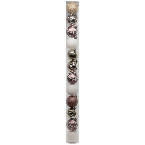 Weihnachtskugeln Rosenholz Los von 12 aus Kunststoff D6cm - Atmosphera créateur d'intérieur