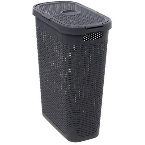 Schlanker abfallbehälter rattan 40l betongrau - 5five