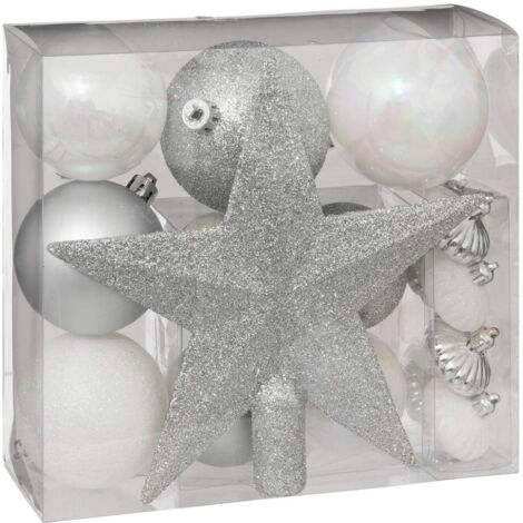 Tannenbaum-Set Colorama de Noël 18 Teile Silber Weiß - Atmosphera créateur d'intérieur