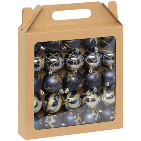 Weihnachtskugeln mit Glitzer-Muster, Ø 6 cm