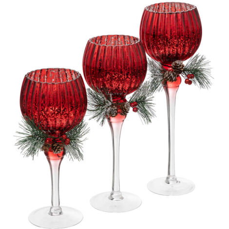 Teelichthalter mit Weihnachtszweig, 3er-Set (1/2)