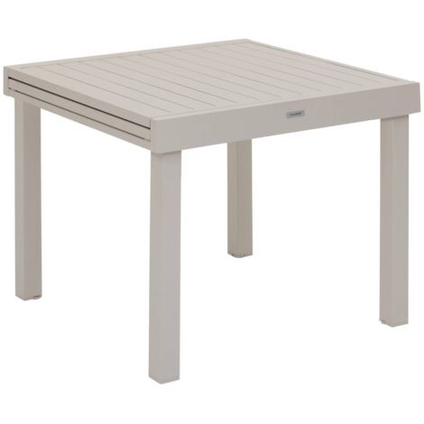 Ausziehbarer Gartentisch PIAZZA Lehmfarben - 8 Plätze - Epoxidbeschichtetes Aluminium