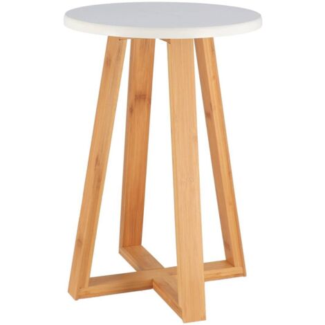 Hocker mit bambusbeinen und weisser mdf-platte - weisser bambus - Tendance