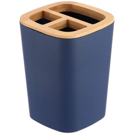 Zahnbürstenhalter aus rubber + abs und bambus - marineblau - Tendance (1/2)