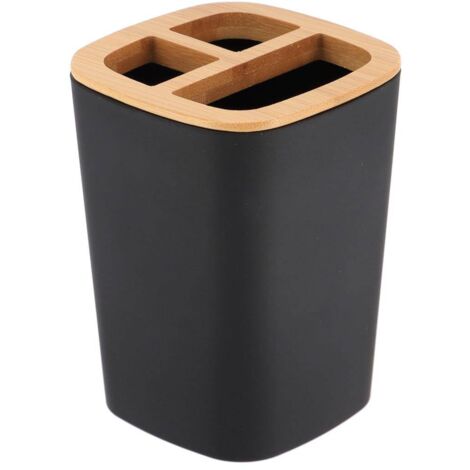 Zahnbürstenhalter aus rubber + abs und bambus - schwarz - Tendance (1/2)