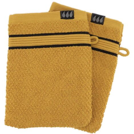 Set aus 2 waschhandschuhen 15x21 cm 100% baumwolle - schwarzes ocker - Tendance (1/3)