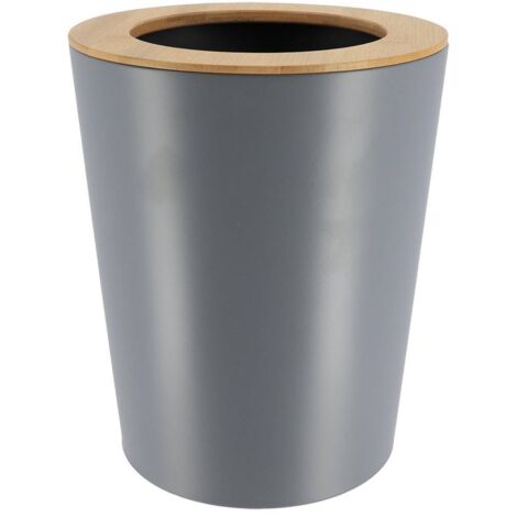 Evasierter mülleimer aus metall mit bambusdeckel 5l - bambusgrau - Tendance