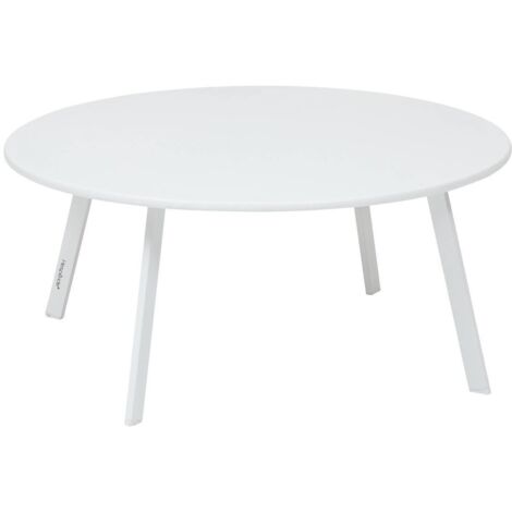 Runder Garten-Beistelltisch SAONA Weiß - 70 × 40 cm - epoxidbeschichteter Stahl