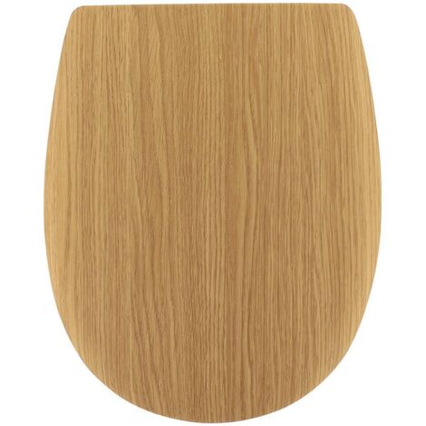 Wc-sitz aus holz 18-zoll-form flach edelstahlbefestigungen - eichenholzoptik - Tendance