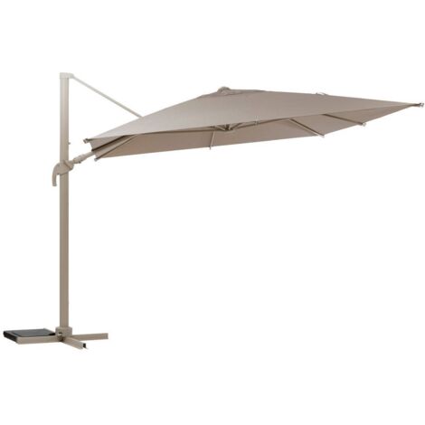 Freistehender rechteckiger Ampelschirm MELHIA Flachsgelb - 4 x 3 m - Aluminium - Stahl - Polyester