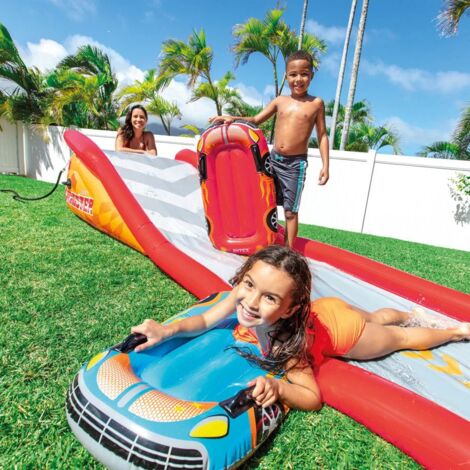 INTEX Gliss Party Requin Avec 2 Body Boards - Centre De Jeux Aquatique Géant 406 X 168 X 163 Cm