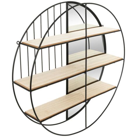Wandregal mit Spiegel Zina Metall schwarz D56cm - Atmosphera créateur d'intérieur (1/3)