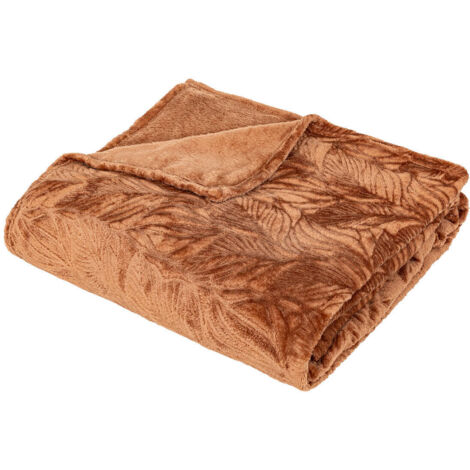 Kuscheldecke mit Blattmuster RYO, 180 x 230 cm