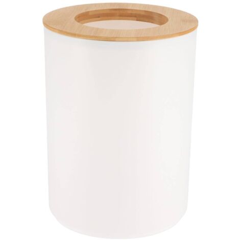 Abfalleimer pp mit deckel bambus 5l - weiss bambus - Tendance