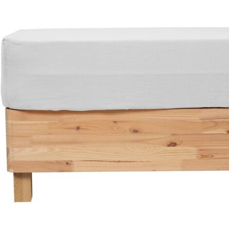 Spannbetttuch Flora aus weißer Baumwollgaze 140x190cm - Atmosphera créateur d'intérieur
