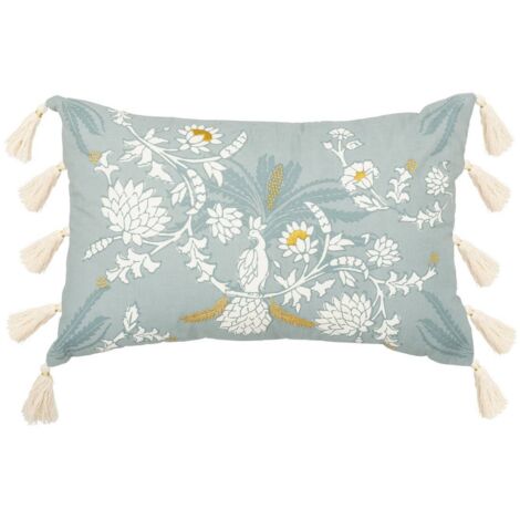 Besticktes Kissen Wild Seladongrün 58x38cm - Atmosphera créateur d'intérieur (1/5)