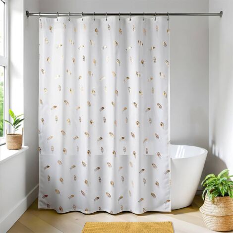 Bedruckter polyester-duschvorhang 180x200 cm + 12 ringe pp weiss - chayton - Tendance