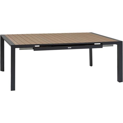 Quadratischer ausziehbarer Gartentisch Évasion mit Holzeffekt honey & clay 10 Plätze lates aus Aluminium - Hespéride