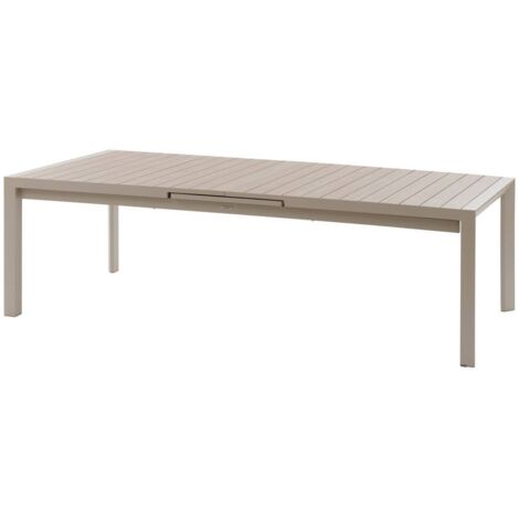 Ausziehbarer Gartentisch Evasion Holzoptik Leinen & Ton 14 Plätze lates aus Aluminium - Hespéride