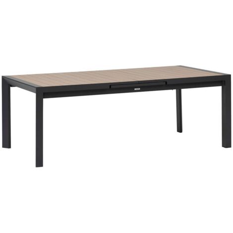 Ausziehbarer Gartentisch Evasion Holzeffekt Honey & Graphit 10-Sitzer aus Aluminium - Hespéride