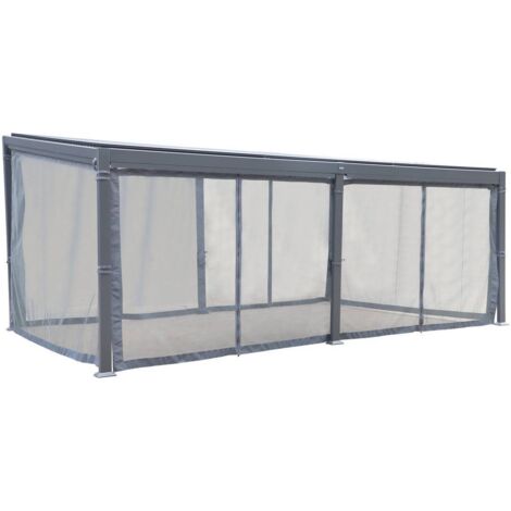 Moskitonetz für bioklimatische Pergola Avila graphit 6 x 3,5m aus Polyester - Hespéride