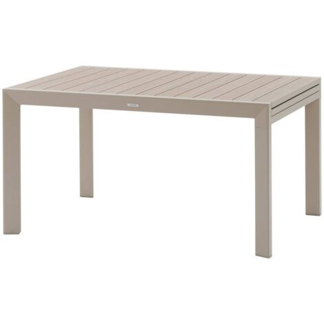 Ausziehbarer, verschiebbarer Gartentisch Evasion Holzoptik Leinen &amp Ton 10 Plätze lates aus Aluminium - Hespéride