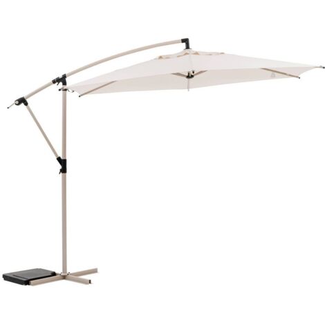 Freistehender runder Sonnenschirm Manoa Ton &amp Weizen 3m aus Aluminium Stahl und Polyester - Hespéride