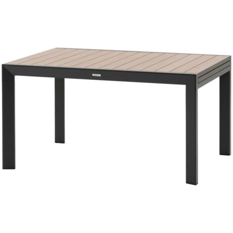 Ausziehbarer, verschiebbarer Gartentisch Evasion Holzeffekt honey & graphite 10 Plätze lates aus Aluminium - Hespéride