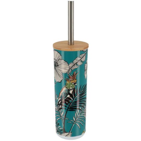 Bedruckte ps wc bürste mit bambusdeckel - jungle fever blau - Tendance