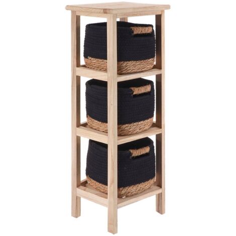 Paulownia-möbel mit 3 schubladen aus pflanzlichen materialien und baumwolle - natur schwarz - Tendance