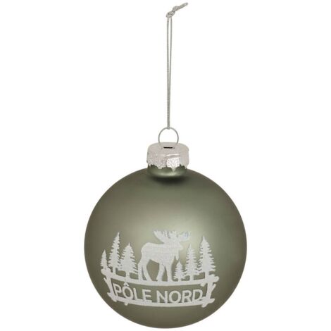 BDN GLAS 80MM RENTIER NORD GRÜN - Feeric lights & christmas