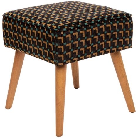 Hocker Chiara schwarz Chenille-Stoff - Atmosphera créateur d'intérieur
