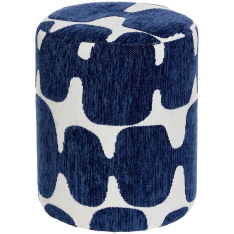 Pouf Rund Delor Blau ist Weiß 30x36 cm - Atmosphera créateur d'intérieur