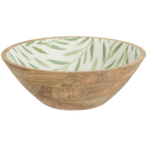 Salatschüssel Inaya D30cm Olivgrün und Mangoholz - Atmosphera créateur d'intérieur