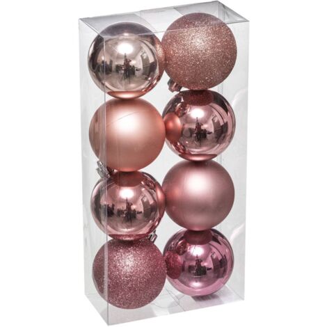 Weihnachtskugeln Set aus Kunststoff, 8-teilig, Ø 7 cm